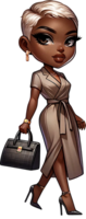 ai generado elegante chibi mujer con bolso y elegante vestir png