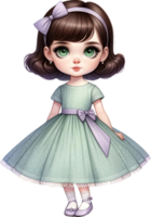 AI generated Little Girl in Pastel Blue Dress with Purple Bow png