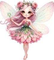 AI generated Pink Petal Fairy with Blossom Wings png