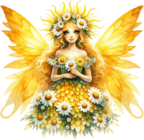 AI generated Sunflower Fairy with Radiant Wings png