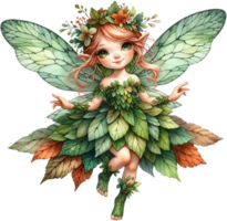 AI generated Leafy Green Fairy in Flight png