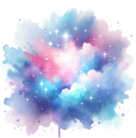 ai généré céleste aquarelle éclaboussure avec étoiles aquarelle clipart isolé png