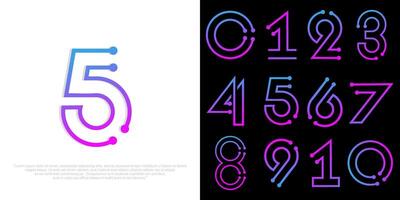Number set font alphabet, modern dynamic flat design . Technology. Vector illustration