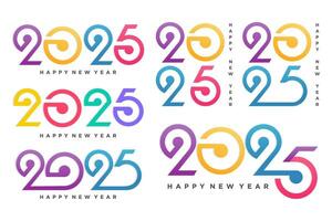 Big Set of 2024 Happy New Year logo text design. 2025 number design template. Vector illustration