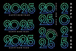 Big Set of 2024 Happy New Year logo text design. 2025 number design template. Vector illustration