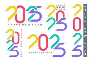 Big Set of 2024 Happy New Year logo text design. 2025 number design template. Vector illustration