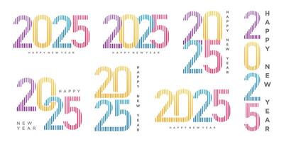 Big Set of 2025 Happy New Year logo text design. 2025 number design template. Vector illustration