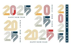 Big Set of 2024 Happy New Year logo text design. 2025 number design template. Vector illustration