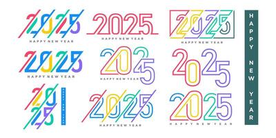 Big Set of 2024 Happy New Year logo text design. 2025 number design template. Vector illustration