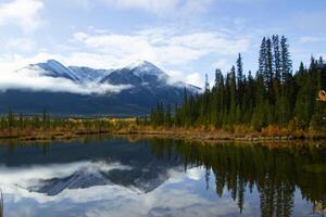 Aerial view of the Vermilion Lakes near Banff, Canada. photo