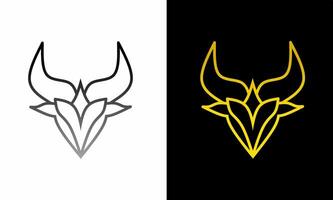 Illustration vector graphics of line art logo template in the shape of an elegant bull head