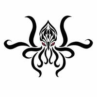 Illustration vector graphics of black squid tribal art design, tattoo design or clipart