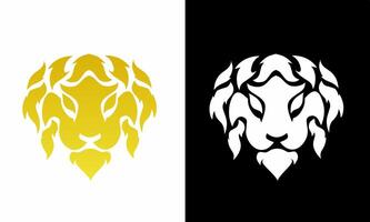 Illustration vector graphics of abstract design of an elegant gold and white lion head logo