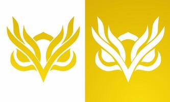 Illustration vector graphics of Elegant golden owl head logo design template