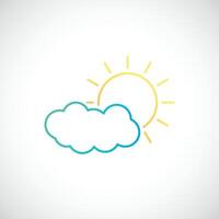 Sun and cloud icon in line style. vector