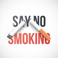 Say No Smoking poster with realistic broken cigarette. vector