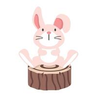 Bunny Rabbit sitting on Wood vector