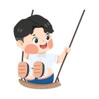 boy having fun on swing vector