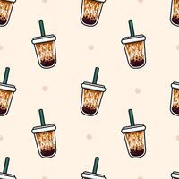 Bubble tea brown sugar seamless pattern vector