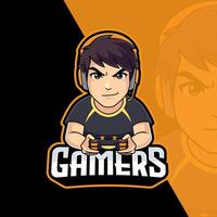 Gamer vector illustration with headphones esport mascot logo design