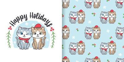 Navidad gatos camiseta modelo diseños vector