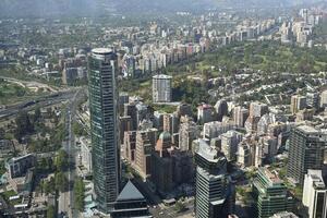 Santiago, Chile, October 22, 2023, city view showing the architecture of the buildings and houses photo