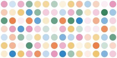 Fun abstract dotted background in rainbow colors. Faded colorful polka dots pattern. Circles confetti on beige background. Retro horizontal backdrop vector