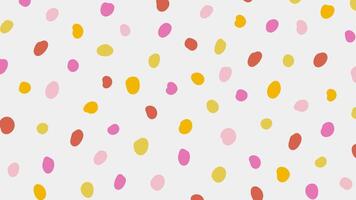 Colorful polka dot abstract pattern on beige background. Simple childish doodle design. Vector circle confetti backdrop. Fun festive horizontal banner template