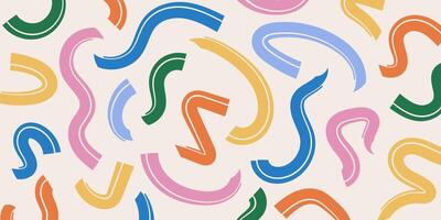 Fun colorful line doodles pattern. Festive abstract background. Simple childish scribble backdrop vector