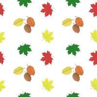 Maple and other fall leaves. Multicolored mottled large autumn leaves. Vector pattern
