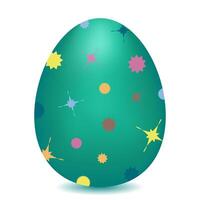 The turquoise Easter egg is decorated with colorful blotches and patterns vector