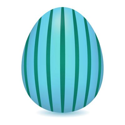 Blue Easter Egg. Egg painted in turquoise stripe. Colorful Easter egg.