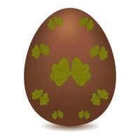 Chocolate colored Easter egg. Egg painted with bows green color. Multicolored Easter egg. Cocoa colored egg. vector