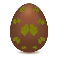 Chocolate colored Easter egg. Egg painted with bows green color. Multicolored Easter egg. Cocoa colored egg. vector