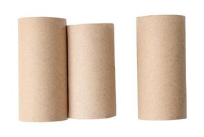 Front view set of tissue paper cores isolated on white background with clipping path photo