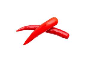 Top view of red chili pepper or cayenne pepper in cross shape isolated on white background with clipping path photo