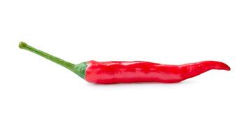 Side view of single fresh red chili pepper isolated on white background with clipping path photo