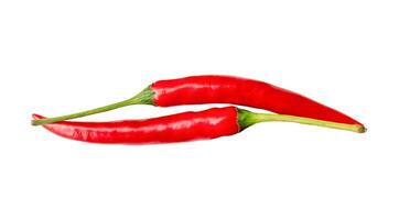 Top view of red chili peppers isolated on white background with clipping path photo