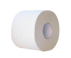 Front view or side view of tissue paper or toilet paper roll isolated on white background with clipping path photo