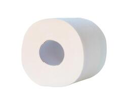 Front view or side view of tissue paper or toilet paper roll isolated on white background with clipping path photo