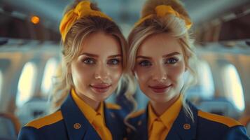 AI generated Captivating Stewardess Portraits. photo