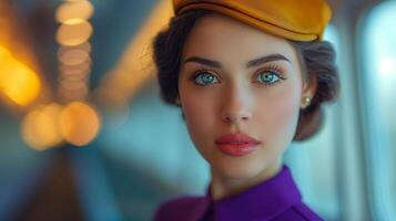 AI generated Captivating Stewardess Portraits. photo