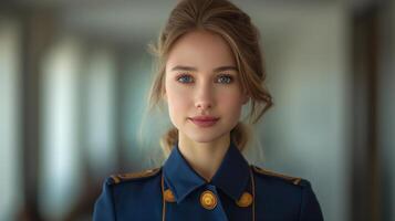 AI generated Captivating Stewardess Portraits. photo