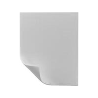 3d sábana de blanco papel con un doblada esquina icono. blanco Perfecto plantillas de un precio etiquetas vacío burlarse de arriba para notas. vector blanco sábana de papel aislado en blanco antecedentes.