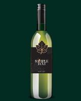 Green wine bottle on green background. with a good sample label and bottle cap. vector