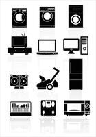 Home appliances vector on white background. Silhouette equipment collection design for web, site, banner, print, poster