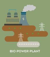 Illustration with different bio power plant icons in flat style vector