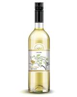 White wine bottle on white background. with a good sample label and bottle cap. vector