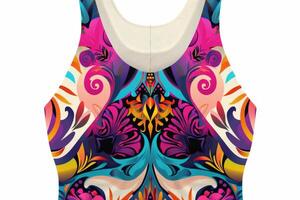AI generated Vibrant Abstract Design Women's Tank Top Isolated on White Background photo