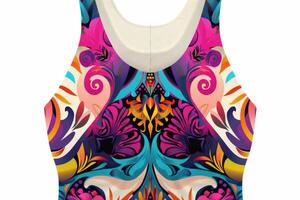 AI generated Vibrant Abstract Design Women's Tank Top Isolated on White Background photo